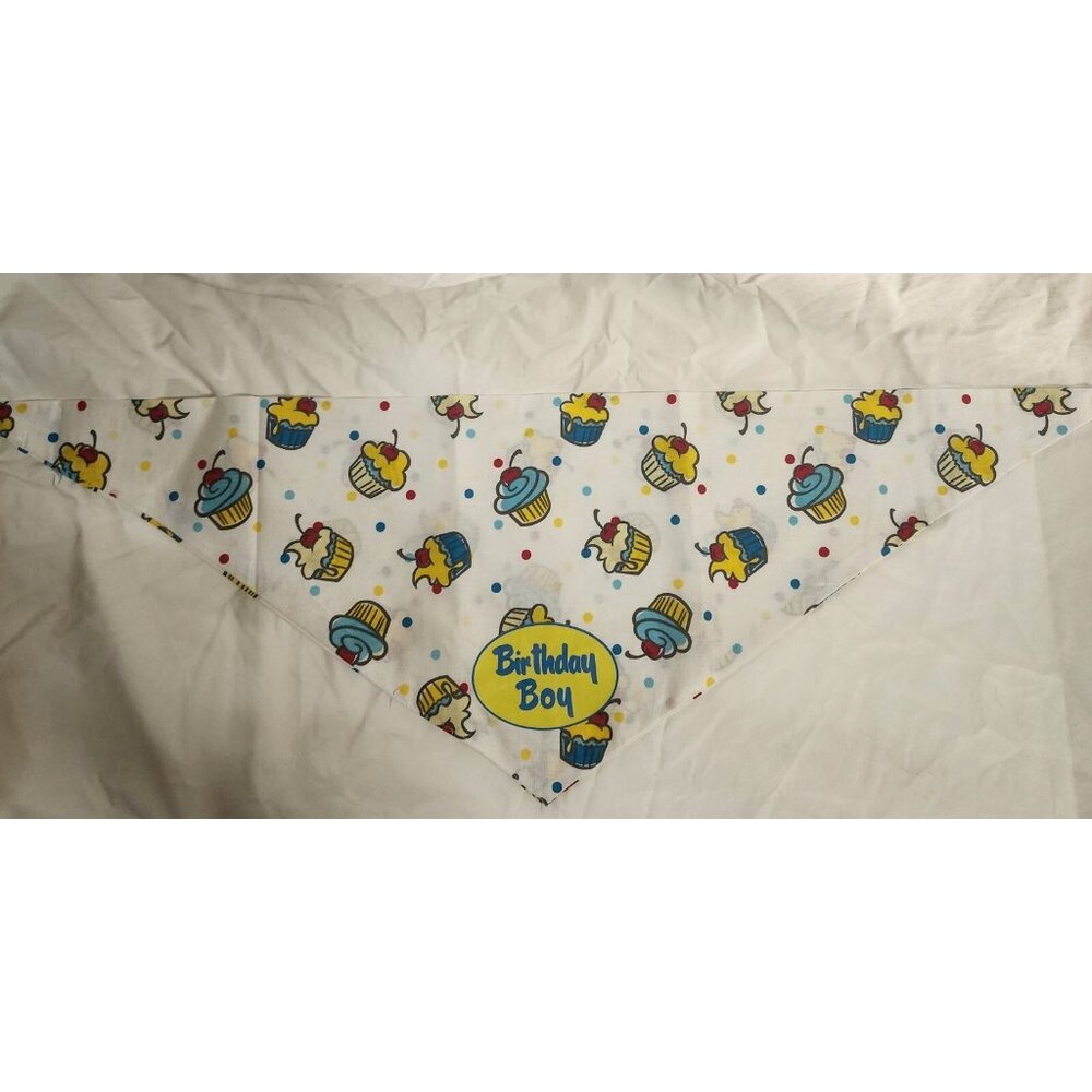 Rocfeit Birthday Boy Cupcakes Dog Bandana‎ Large Multicolor Pet Scarf New